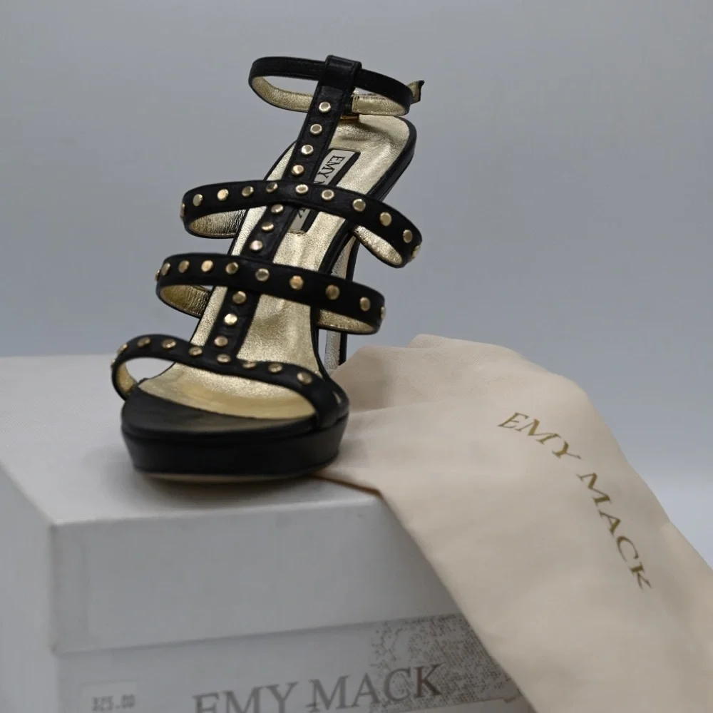 Emy Mack Karlotta Platform Sandal Nappa Black Sz 8